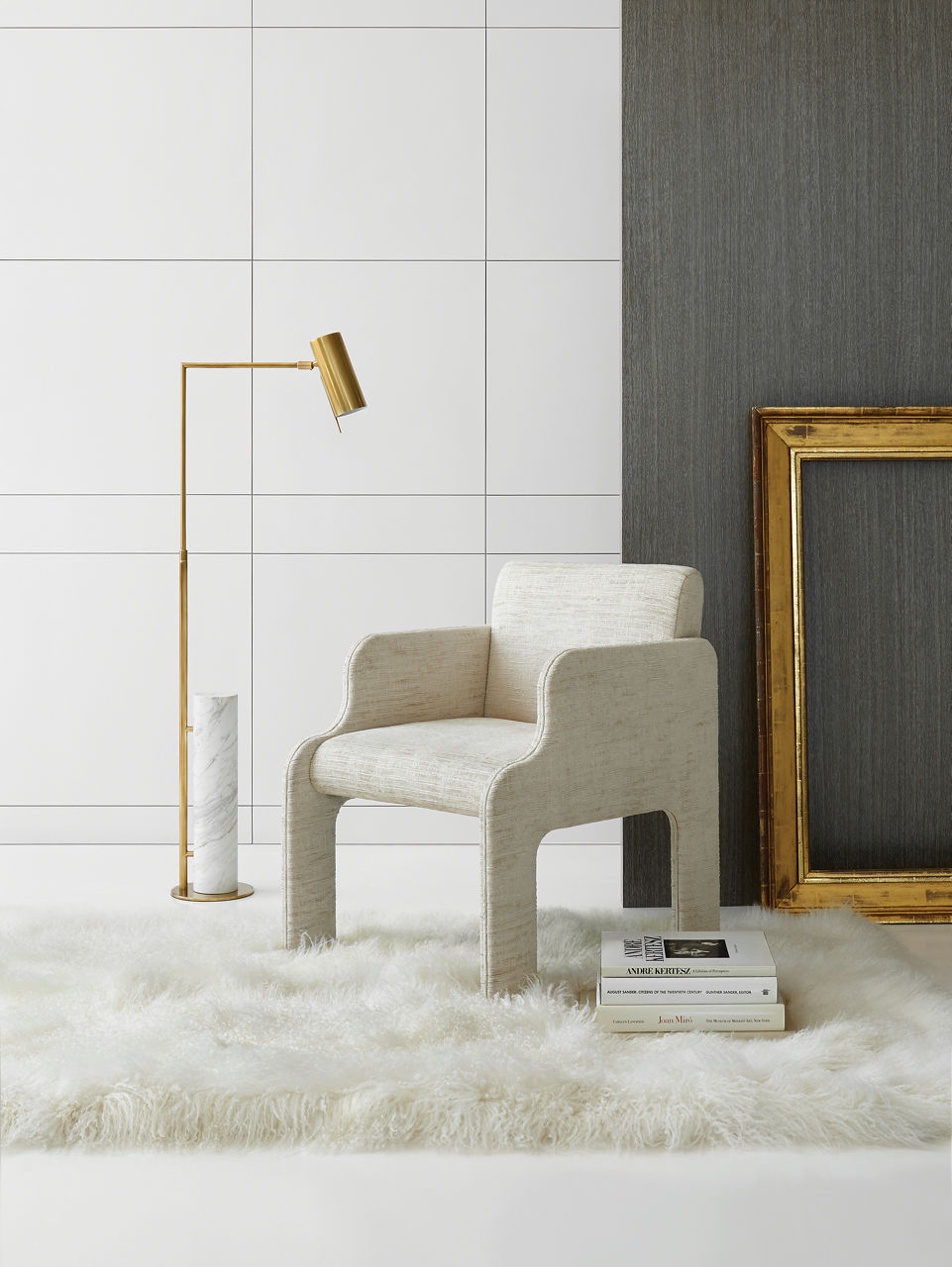 Alma Floor Lamp | Antique-Burnished Brass and White Marble