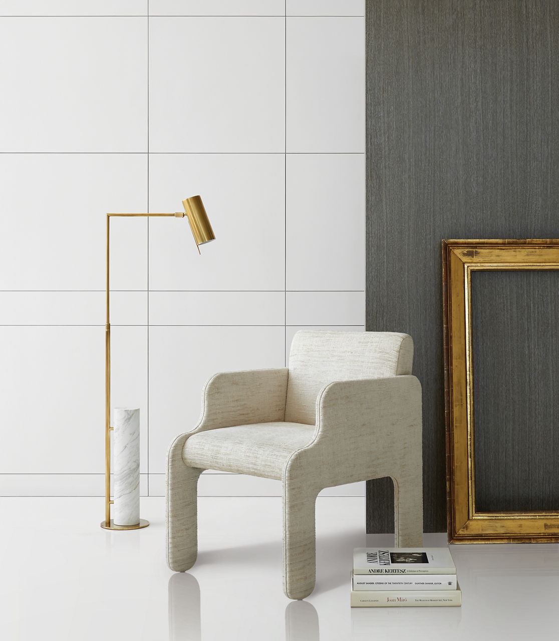 Alma Floor Lamp | Antique-Burnished Brass and White Marble