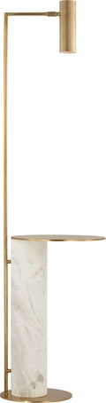 Alma Tray Table Floor Lamp | Antique-Burnished Brass and White Marble