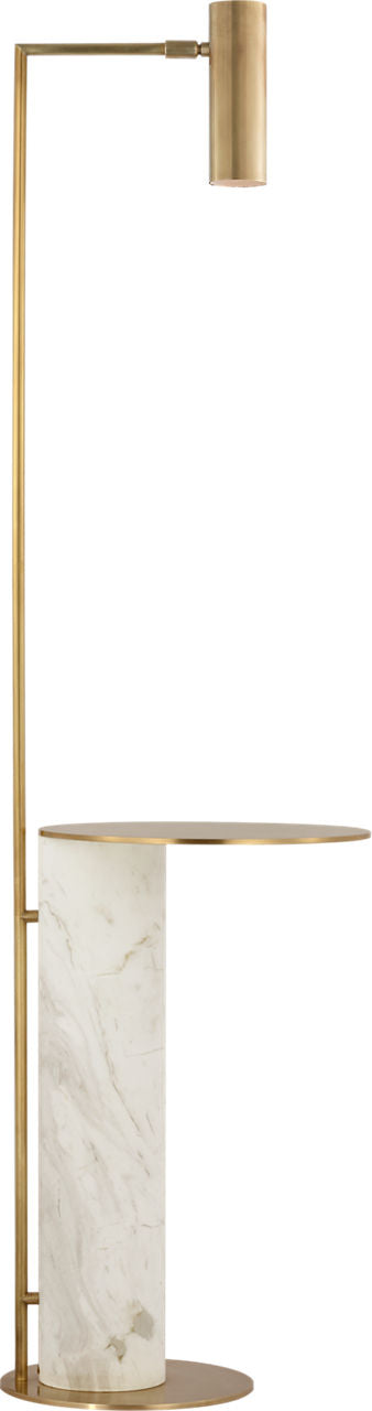 Alma Tray Table Floor Lamp | Antique-Burnished Brass and White Marble
