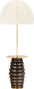 Phoebe Extra Large Tray Table Floor Lamp | Crystal Bronze | Soft Domed Linen Shade