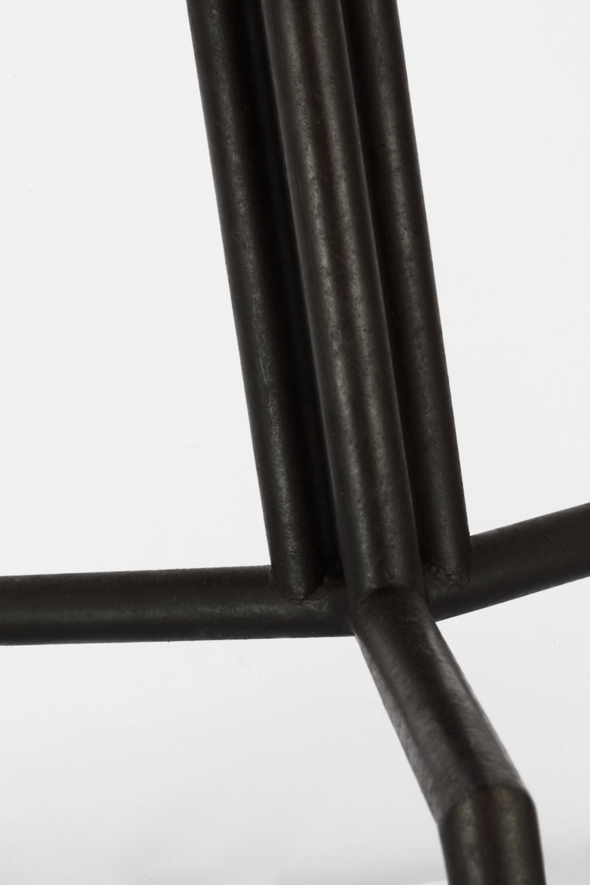 Tavlian Large Tray Table Floor Lamp | Aged Iron and Gray Marble | Linen Shade