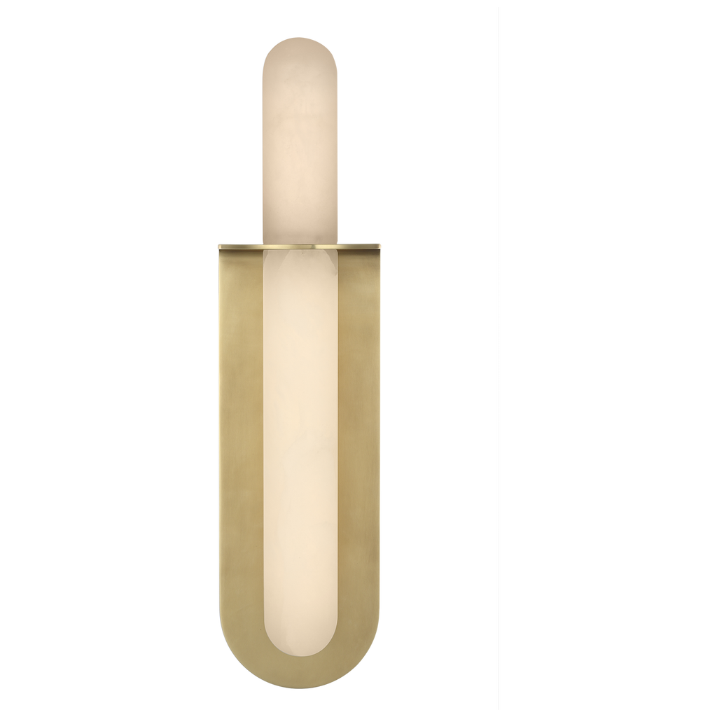 Fosse 18" Invertable Offset Oval Sconce | Antique-Burnished Brass | Alabaster