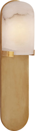 Melange Medium Elongated Pill Sconce | Antique-Burnished Brass | Alabaster Shade