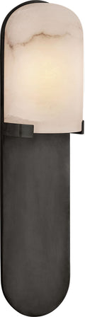 Melange Medium Elongated Pill Sconce | Bronze | Alabaster Shade