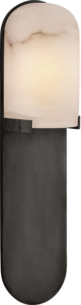 Melange Medium Elongated Pill Sconce | Bronze | Alabaster Shade