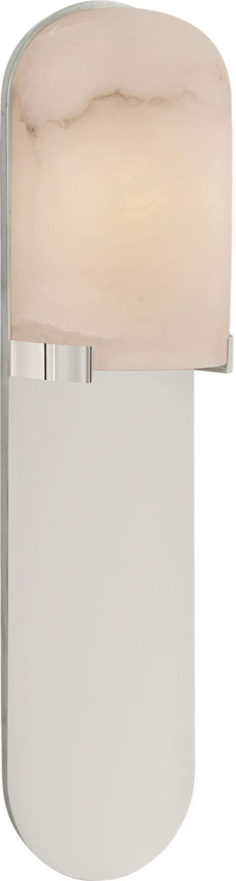 Melange Medium Elongated Pill Sconce | Polished Nickel | Alabaster Shade