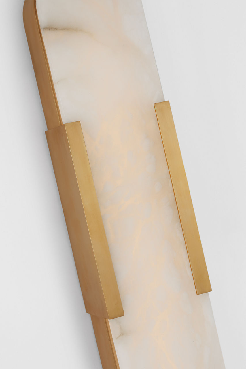 Melange 20" Elongated Sconce | Antique-Burnished Brass | Alabaster