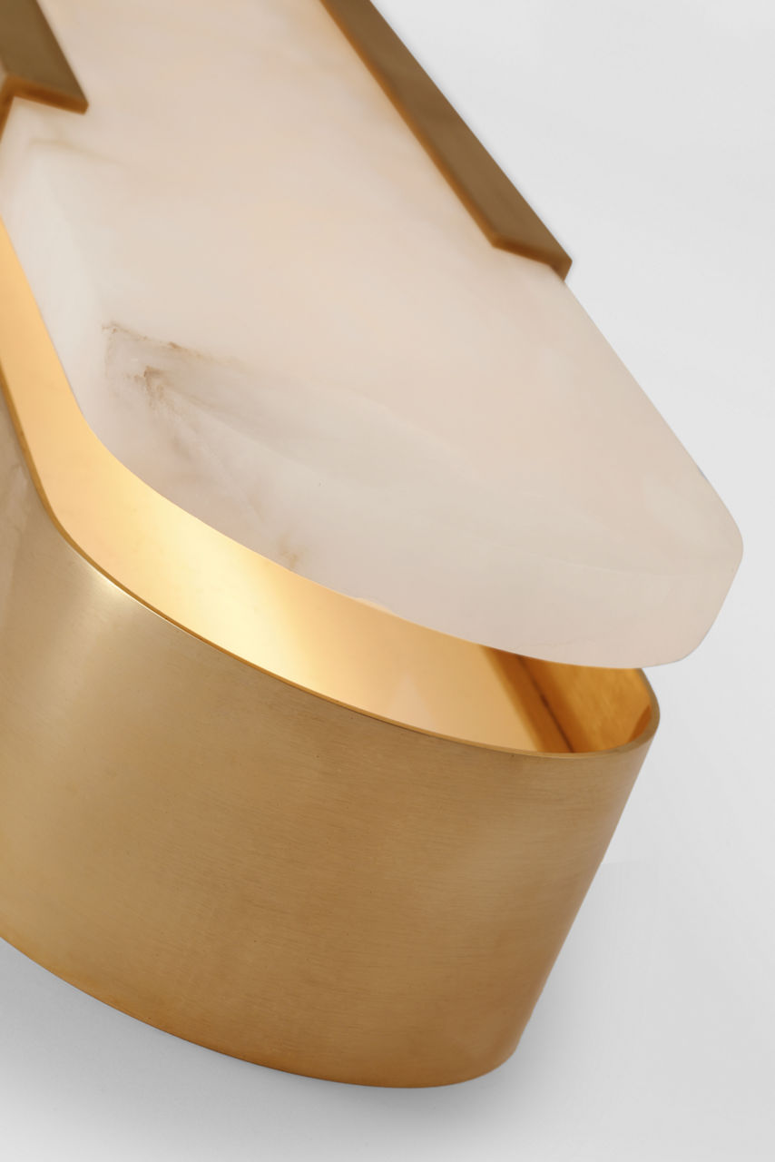 Melange 20" Elongated Sconce | Antique-Burnished Brass | Alabaster