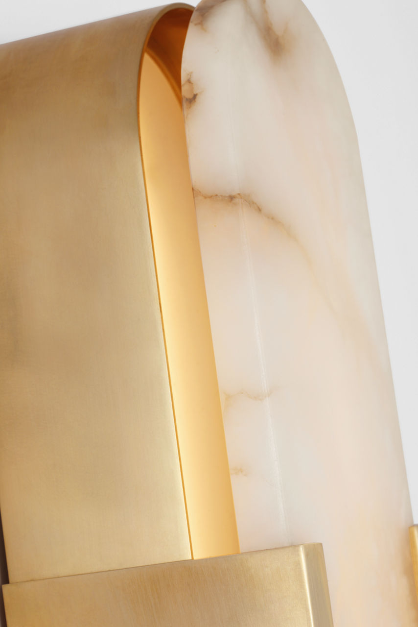 Melange 20" Elongated Sconce | Antique-Burnished Brass | Alabaster