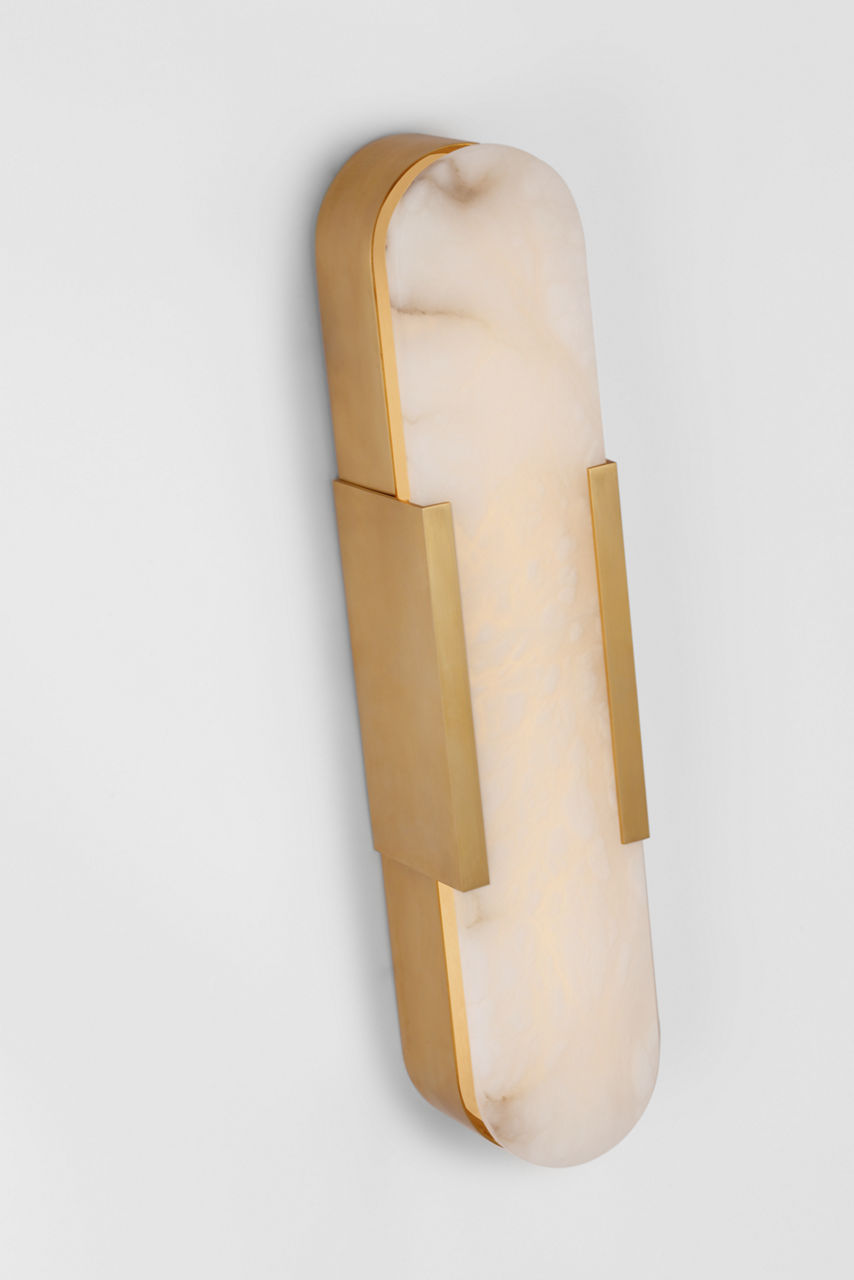 Melange 20" Elongated Sconce | Antique-Burnished Brass | Alabaster