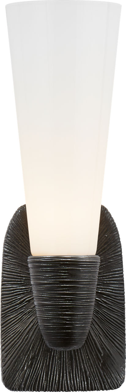 Utopia Small Single Bath Sconce | Aged Iron | White Glass