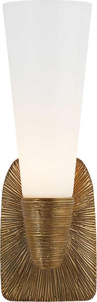 Utopia Small Single Bath Sconce | Gild | White Glass