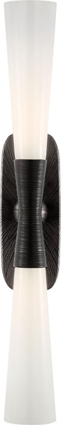 Utopia 32" Double Bath Sconce | Aged Iron | White Glass