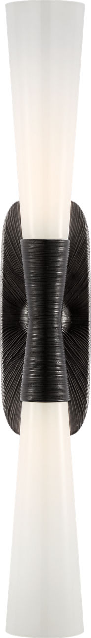Utopia 32" Double Bath Sconce | Aged Iron | White Glass