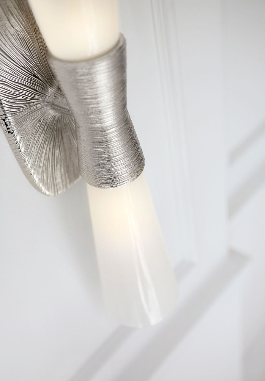 Utopia Large Double Bath Sconce | Polished Nickel | White Glass