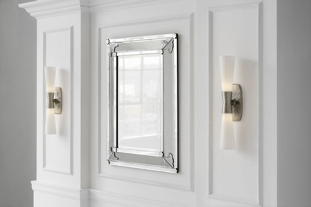 Utopia Large Double Bath Sconce | Polished Nickel | White Glass