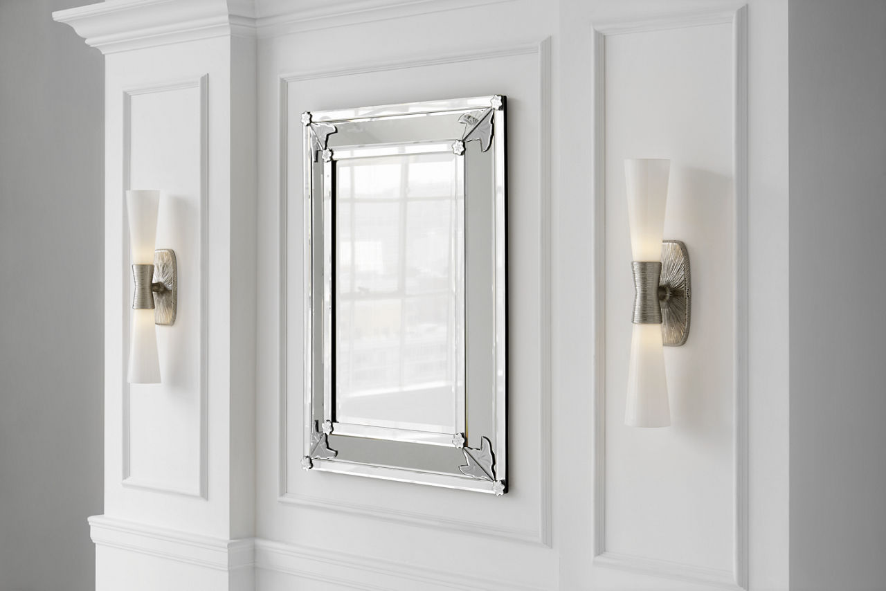 Utopia Large Double Bath Sconce | Polished Nickel | White Glass
