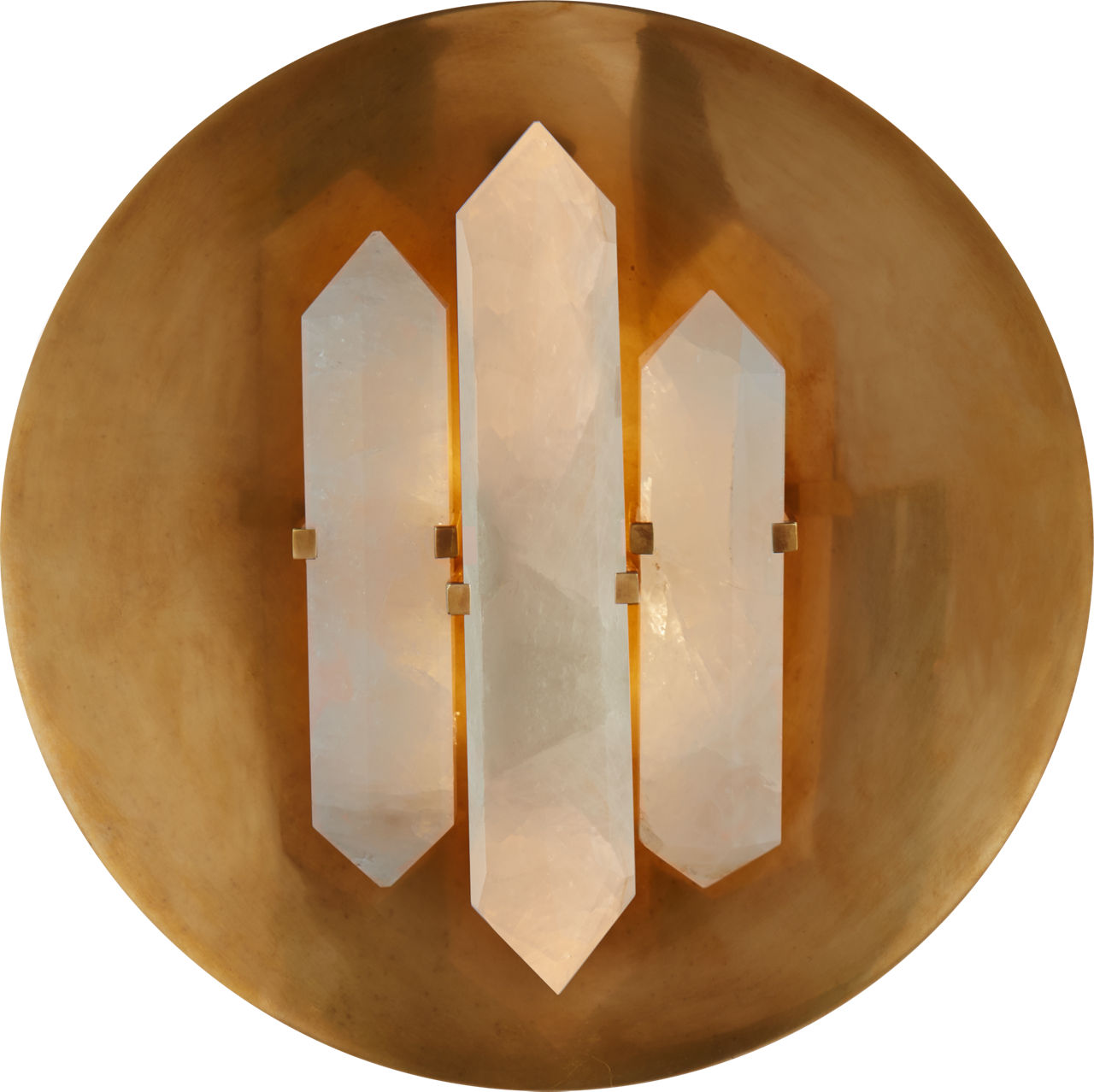 Halcyon Round Sconce | Antique-Burnished Brass and Quartz