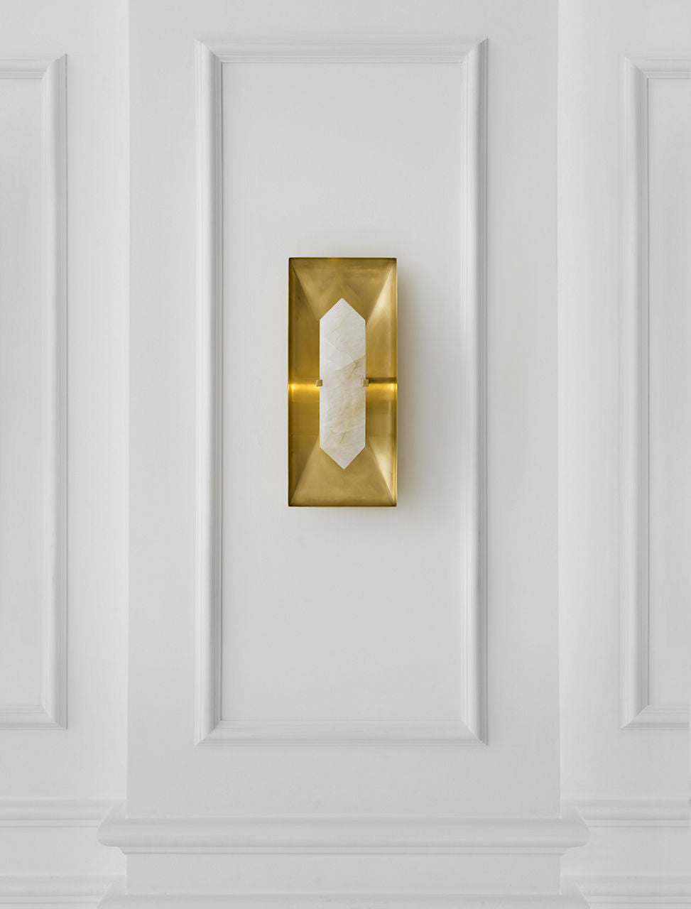 Halcyon Rectangle Sconce | Antique-Burnished Brass and Quartz