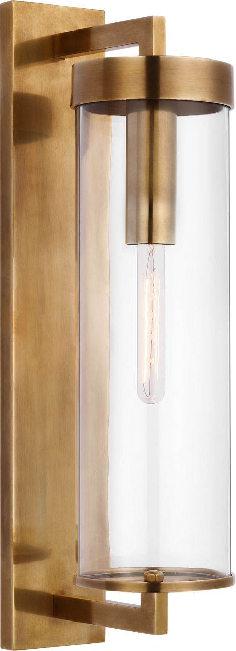 Liaison Large Bracketed Outdoor Wall Sconce | Antique-Burnished Brass | Clear Glass