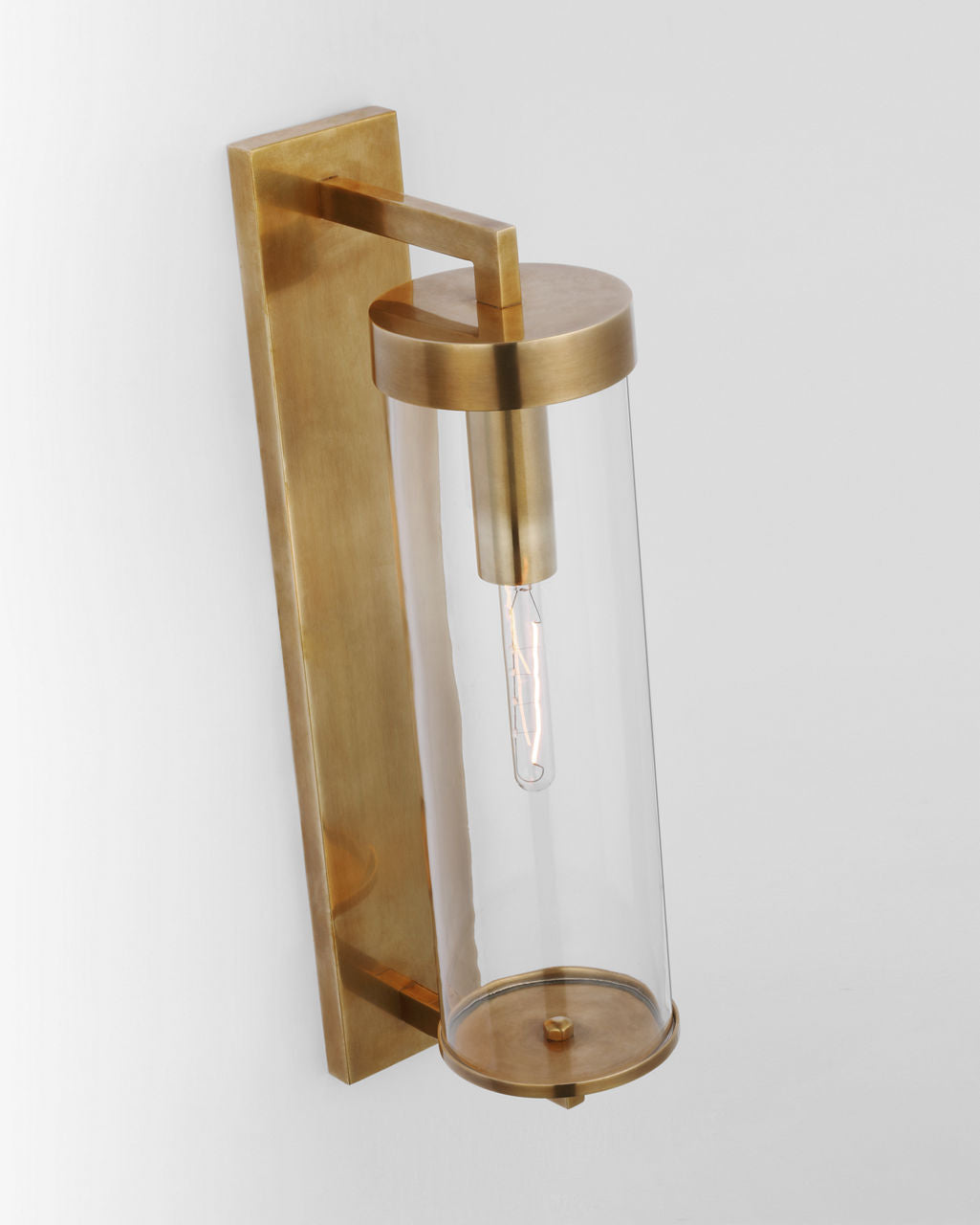Liaison Large Bracketed Outdoor Wall Sconce | Antique-Burnished Brass | Clear Glass