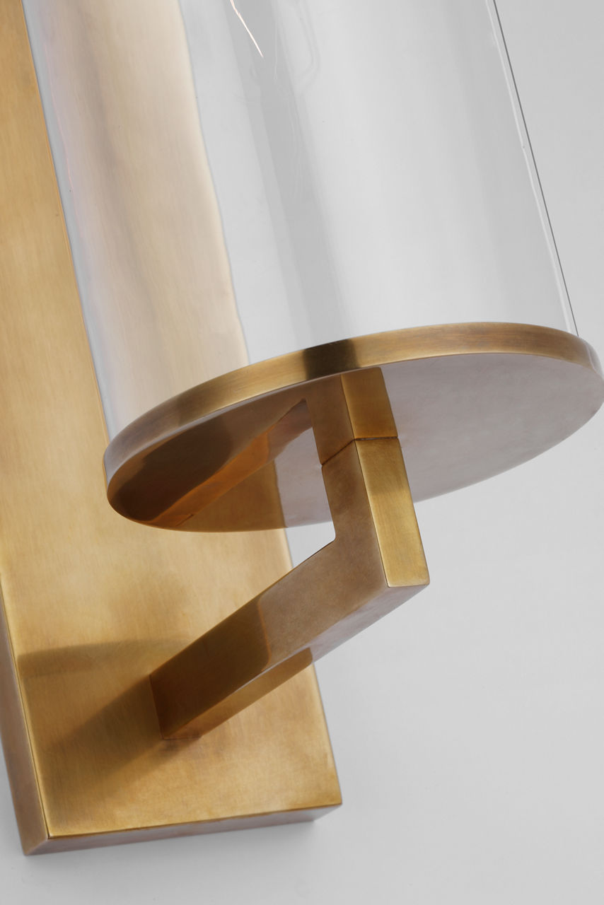 Liaison Large Bracketed Outdoor Wall Sconce | Antique-Burnished Brass | Clear Glass