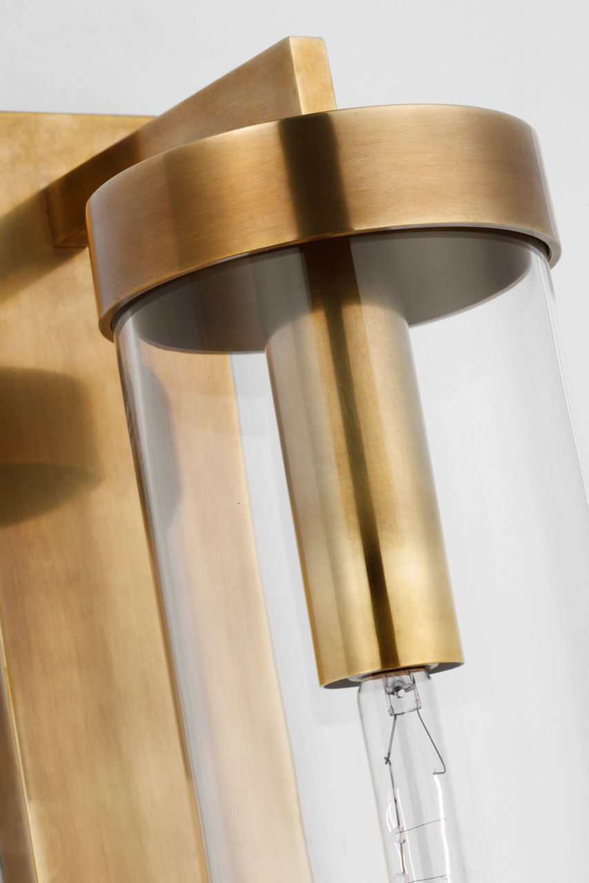 Liaison Large Bracketed Outdoor Wall Sconce | Antique-Burnished Brass | Clear Glass