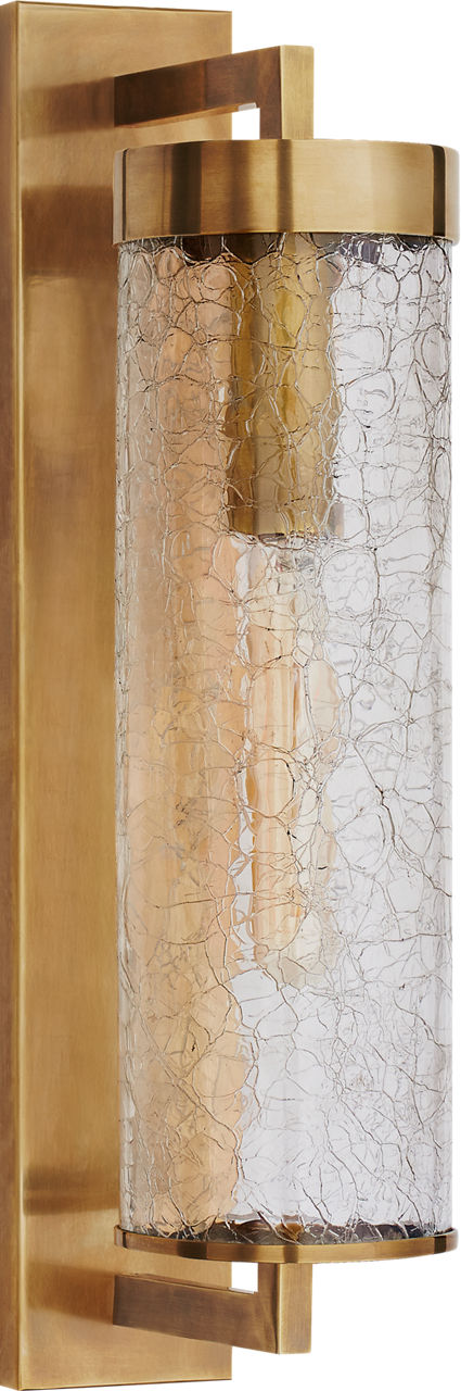 Liaison Large Bracketed Wall Sconce | Antique Burnished Brass | Crackle Glass