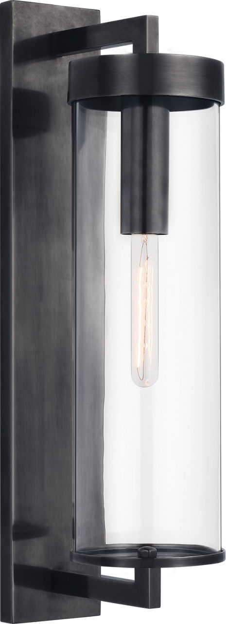 Liaison Large Bracketed Outdoor Wall Sconce | Bronze | Clear Glass