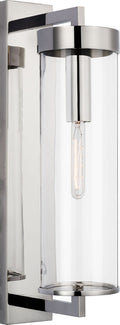 Liaison Large Bracketed Outdoor Wall Sconce | Polished Nickel | Clear Glass