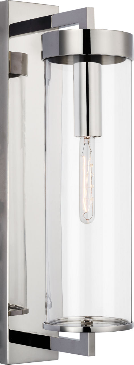 Liaison Large Bracketed Outdoor Wall Sconce | Polished Nickel | Clear Glass