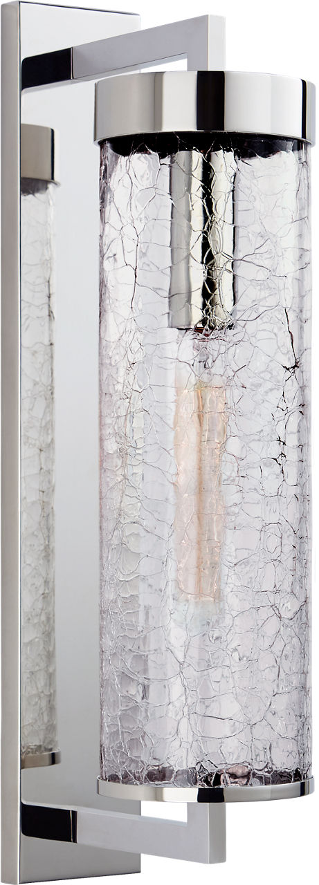 Liaison Large Bracketed Wall Sconce | Polished Nickel | Crackle Glass