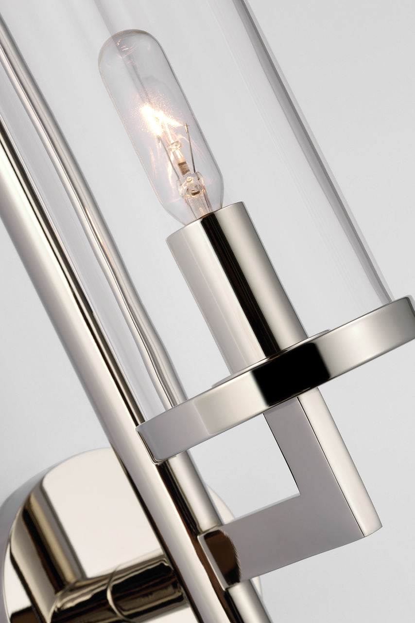 Liaison Single Sconce | Polished Nickel | Clear Glass