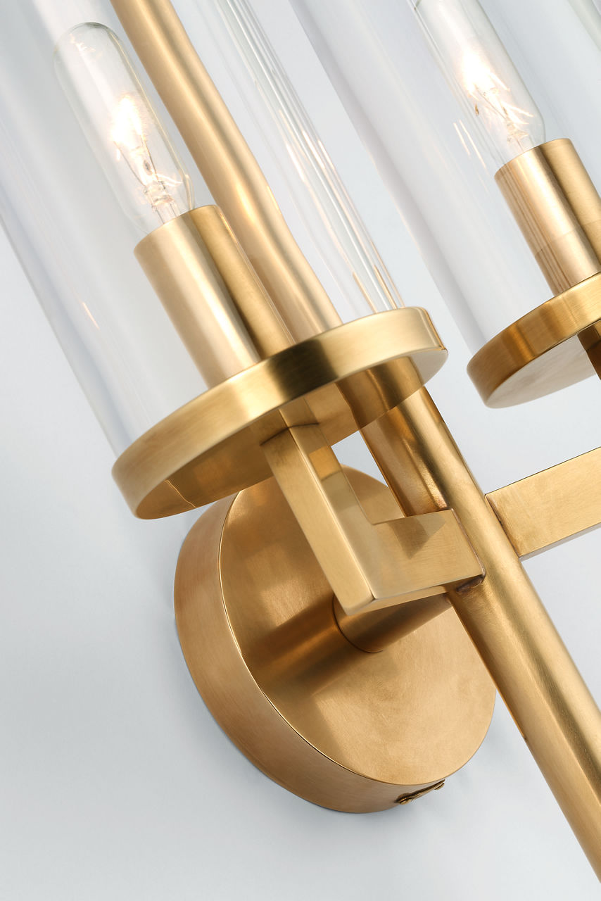 Liaison Double Sconce | Antique-Burnished Brass | Clear Glass