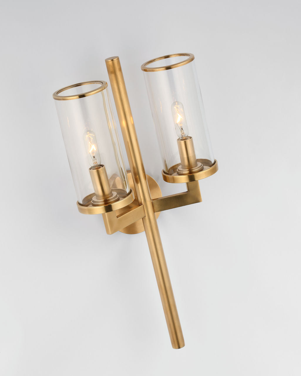 Liaison Double Sconce | Antique-Burnished Brass | Clear Glass