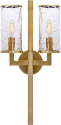 Liaison Double Sconce | Antique-Burnished Brass | Crackle Glass