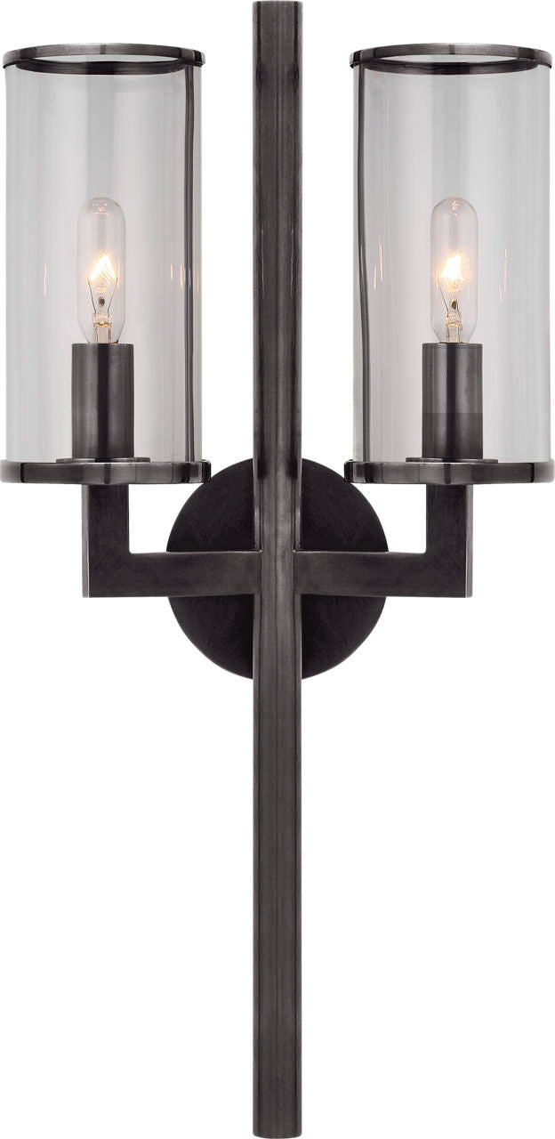 Liaison Double Sconce | Bronze | Clear Glass