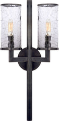 Liaison Double Sconce | Bronze | Crackle Glass