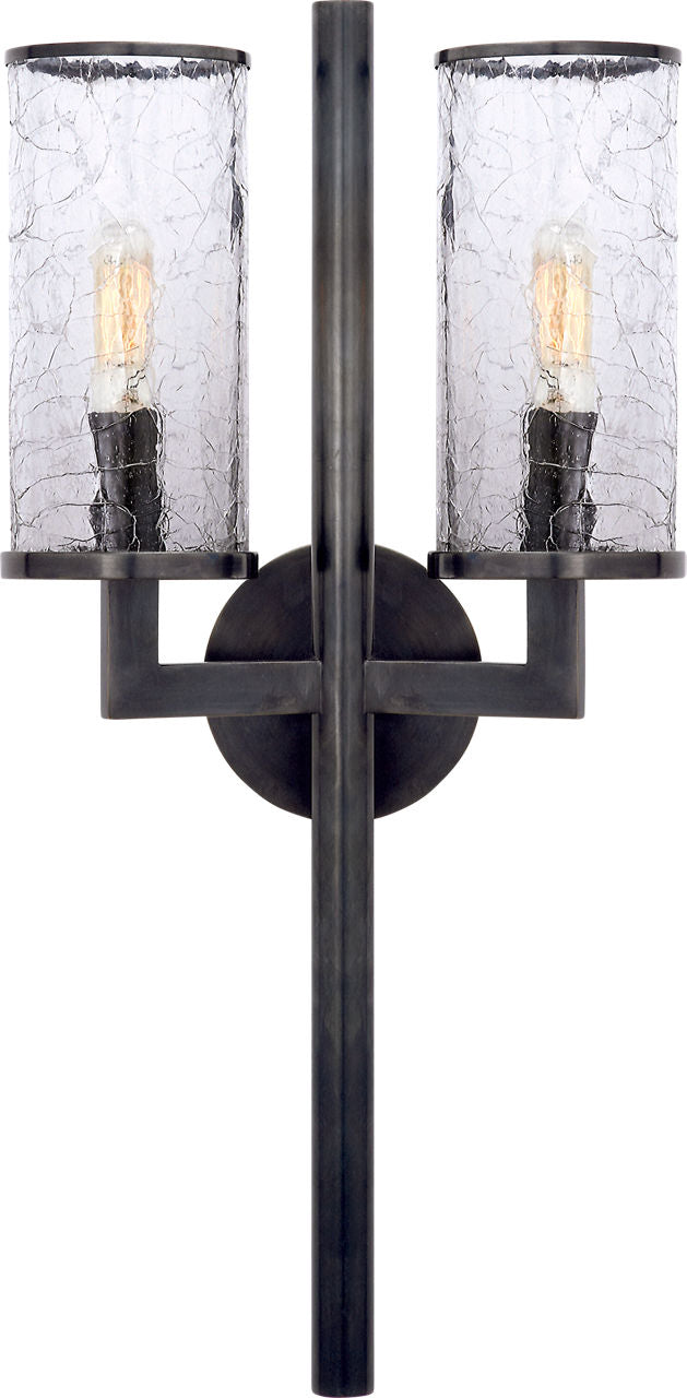 Liaison Double Sconce | Bronze | Crackle Glass