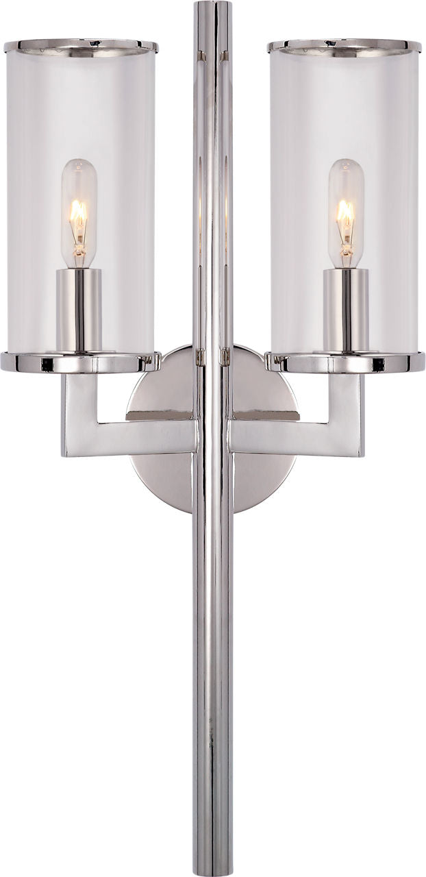 Liaison Double Sconce | Polished Nickel | Clear Glass