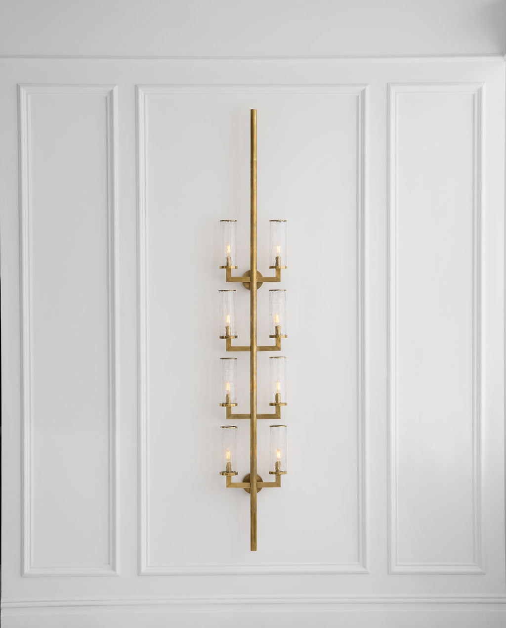 Liaison Statement Sconce | Antique-Burnished Brass | Crackle Glass