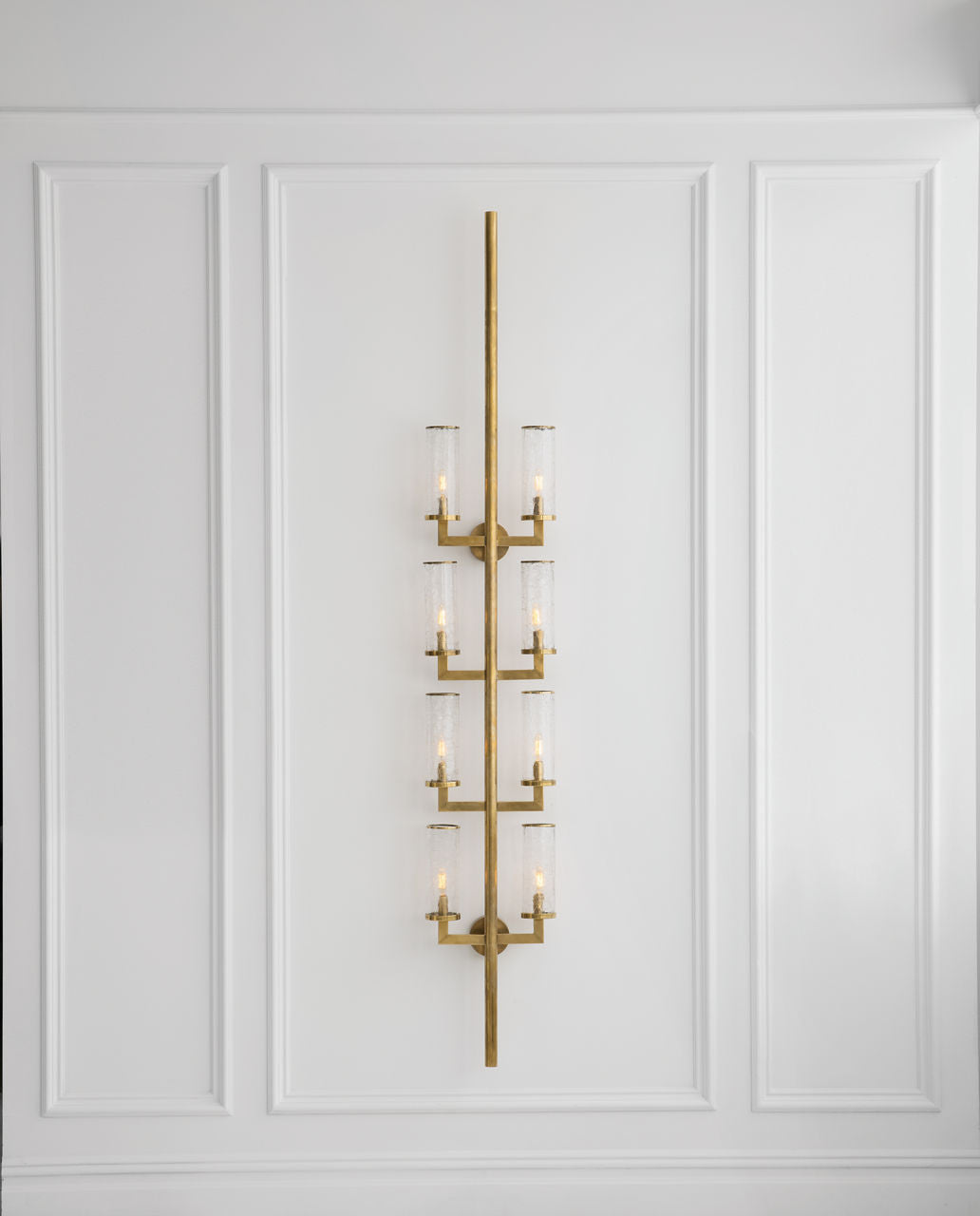 Liaison Statement Sconce | Antique-Burnished Brass | Crackle Glass