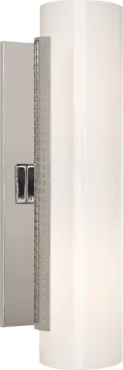 Precision Cylinder Sconce | Polished Nickel | White Glass