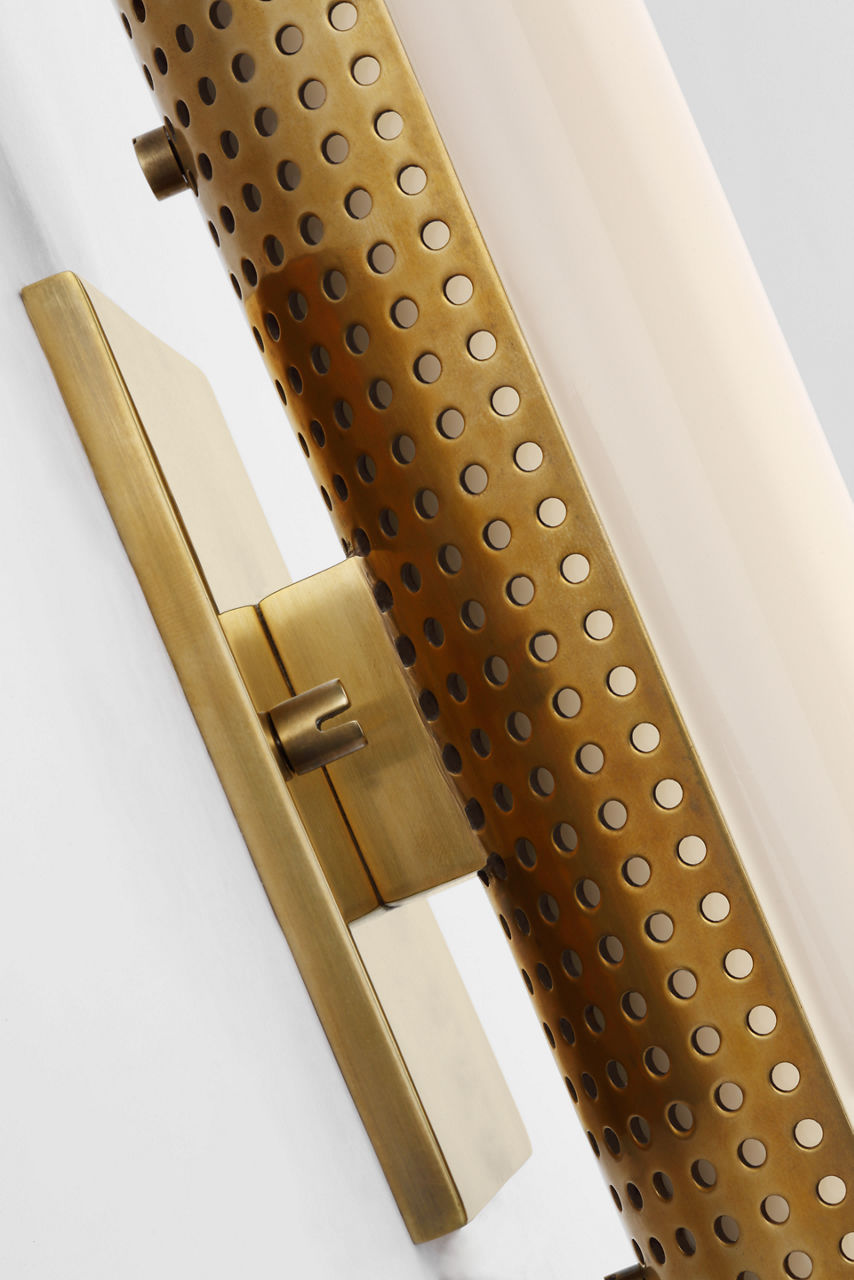 Precision 15" Bath Light | Antique-Burnished Brass | White Glass