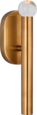 Rousseau Small Bath Sconce | Antique-Burnished Brass | Clear Glass Orb