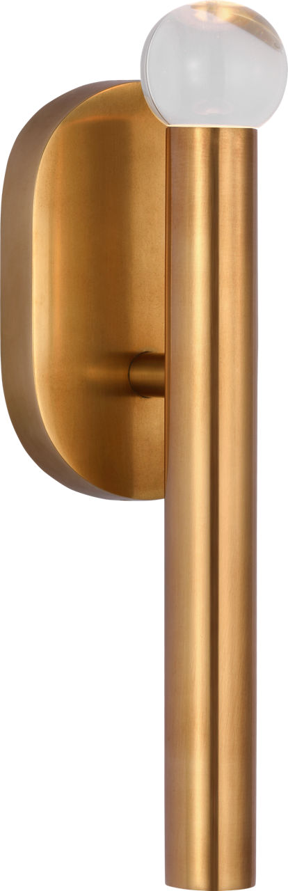 Rousseau Small Bath Sconce | Antique-Burnished Brass | Clear Glass Orb