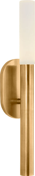 Rousseau Small Bath Sconce | Antique-Burnished Brass | Etched Crystal