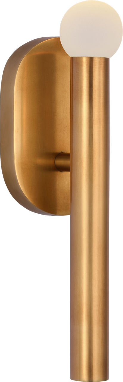 Rousseau Small Bath Sconce | Antique-Burnished Brass | Etched Crystal Orb