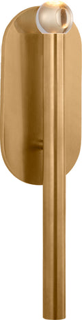Rousseau Medium Bath Sconce | Antique-Burnished Brass | Clear Glass Orb